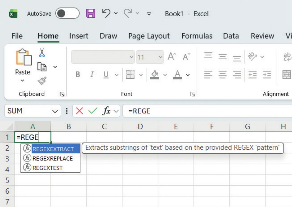 Novi Excel 365 &raquo;že&laquo; podpira regularne izraze.